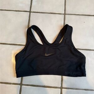Nike Pro Women's Black Sports Bra with Gold Logo